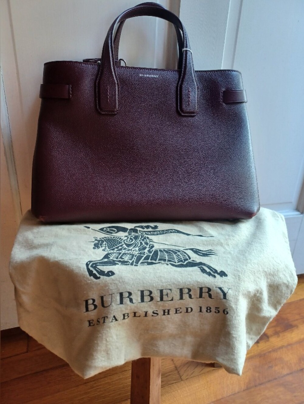 Burberry Structured Satchel in Deep Burgundy